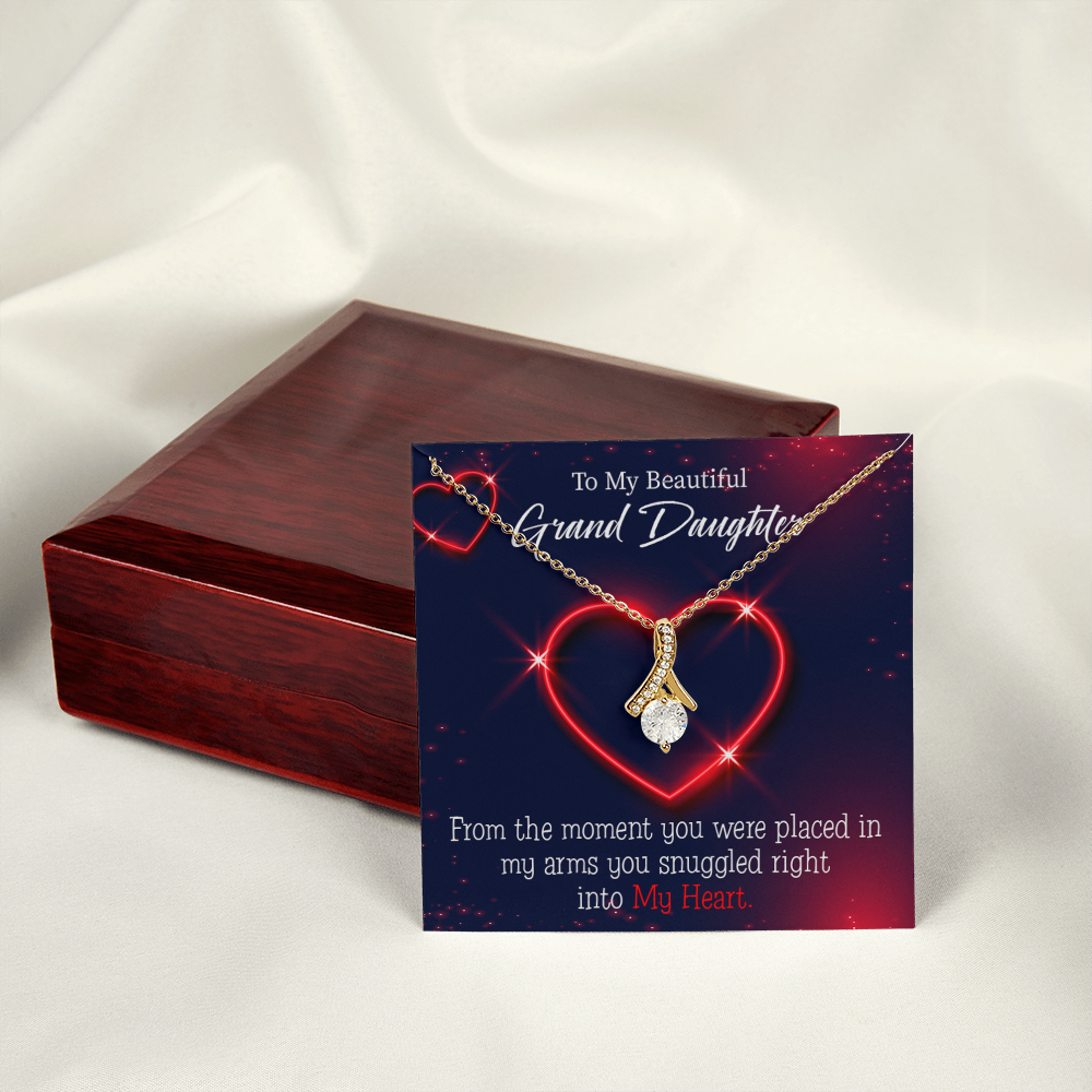 To My Granddaughter GrandDaughter in My Heart Alluring Ribbon Necklace Message Card-Express Your Love Gifts