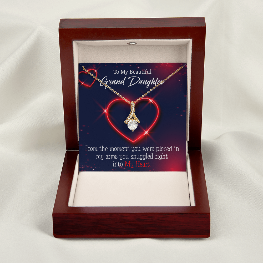 To My Granddaughter GrandDaughter in My Heart Alluring Ribbon Necklace Message Card-Express Your Love Gifts