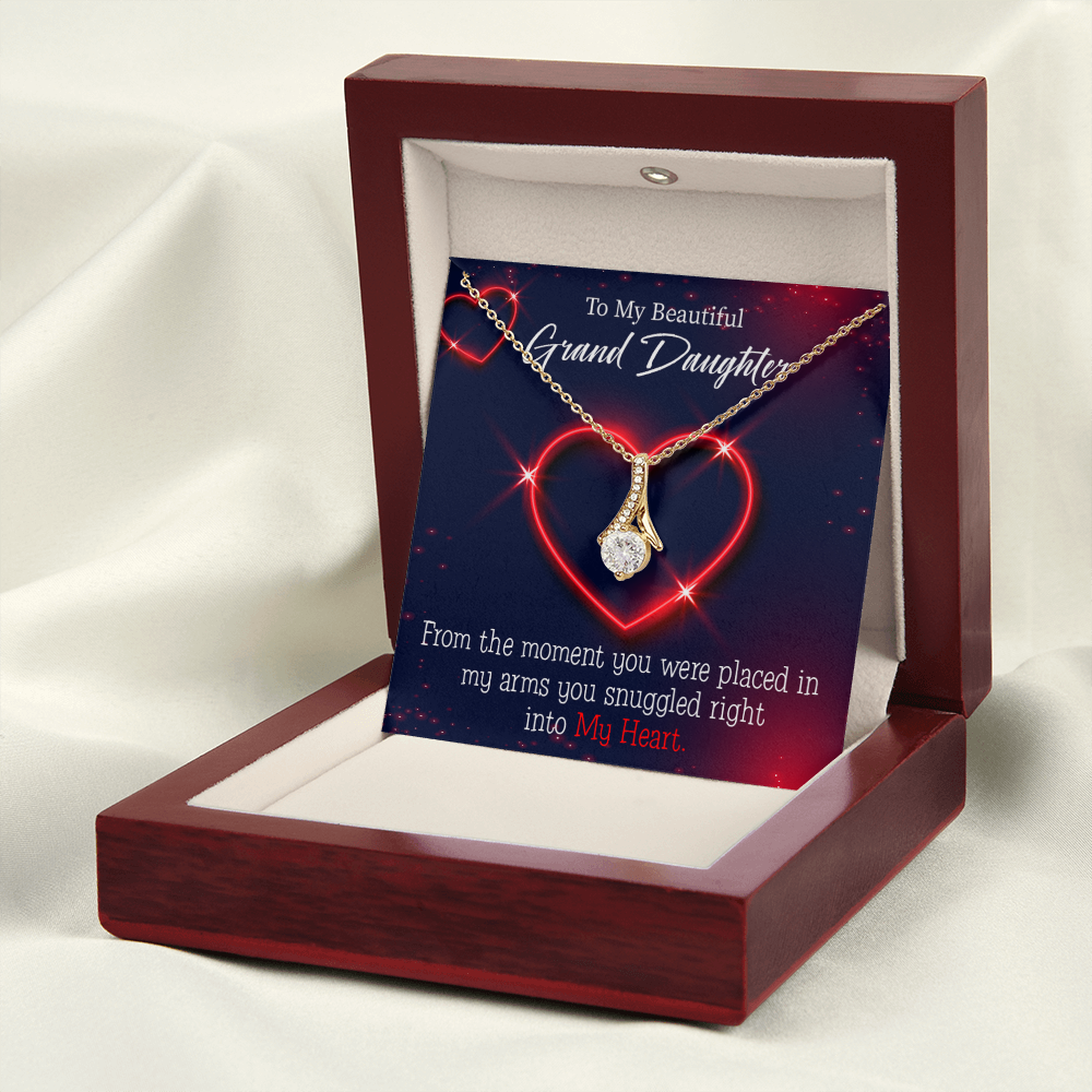 To My Granddaughter GrandDaughter in My Heart Alluring Ribbon Necklace Message Card-Express Your Love Gifts