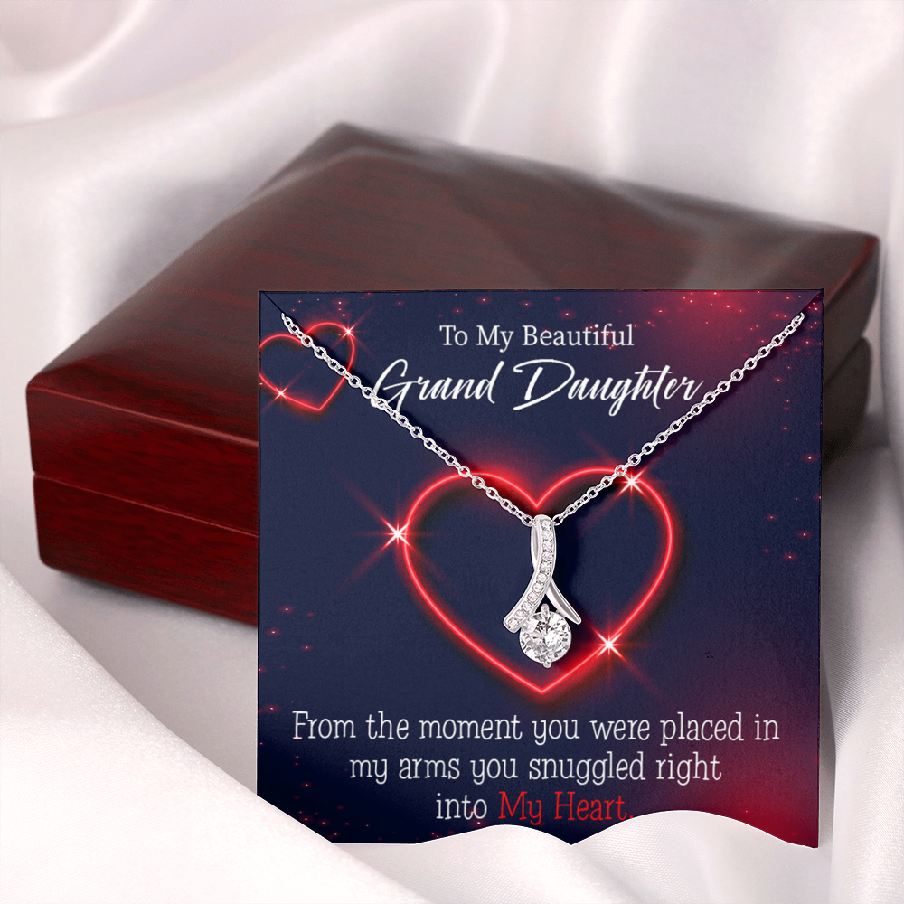 To My Granddaughter GrandDaughter in My Heart Alluring Ribbon Necklace Message Card-Express Your Love Gifts