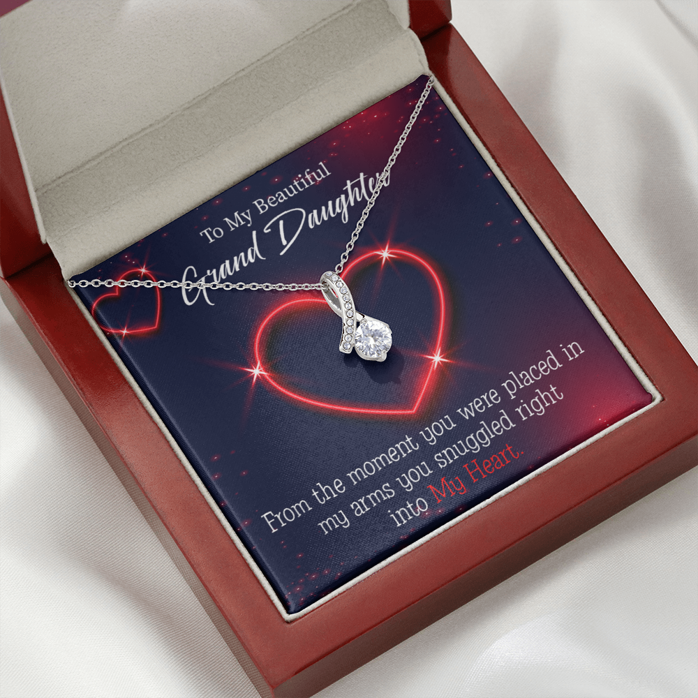To My Granddaughter GrandDaughter in My Heart Alluring Ribbon Necklace Message Card-Express Your Love Gifts