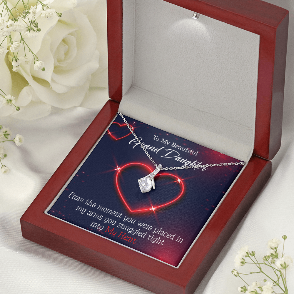 To My Granddaughter GrandDaughter in My Heart Alluring Ribbon Necklace Message Card-Express Your Love Gifts