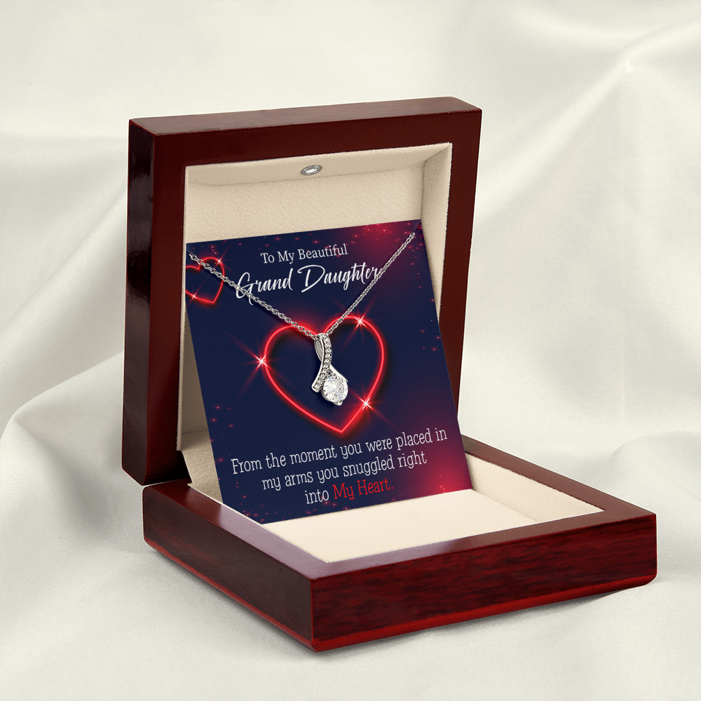 To My Granddaughter GrandDaughter in My Heart Alluring Ribbon Necklace Message Card-Express Your Love Gifts