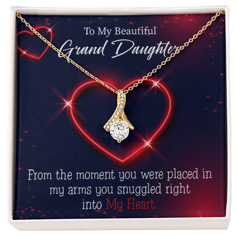 To My Granddaughter GrandDaughter in My Heart Alluring Ribbon Necklace Message Card-Express Your Love Gifts