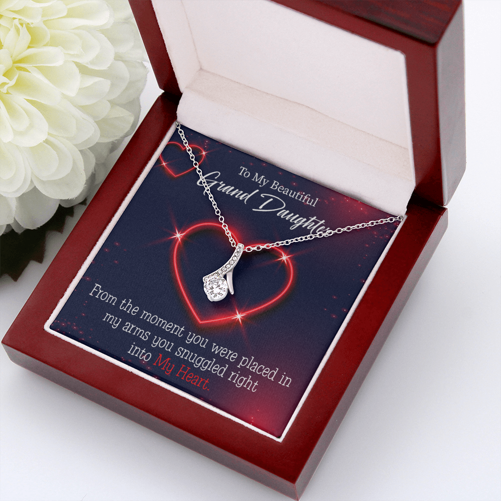To My Granddaughter GrandDaughter in My Heart Alluring Ribbon Necklace Message Card-Express Your Love Gifts