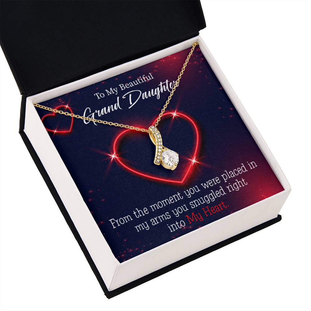 To My Granddaughter GrandDaughter in My Heart Alluring Ribbon Necklace Message Card-Express Your Love Gifts