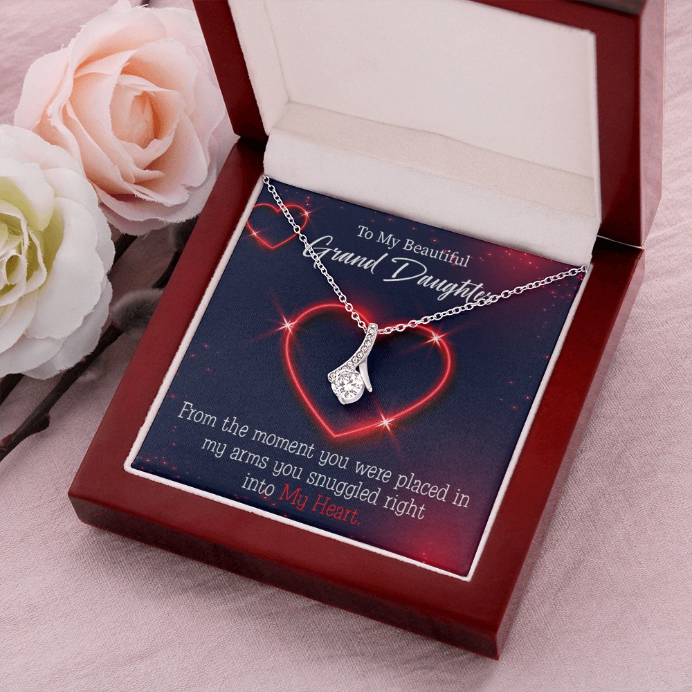 To My Granddaughter GrandDaughter in My Heart Alluring Ribbon Necklace Message Card-Express Your Love Gifts