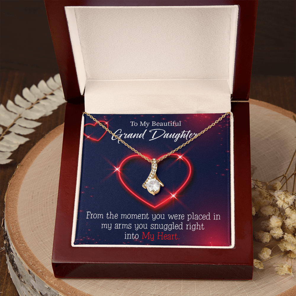 To My Granddaughter GrandDaughter in My Heart Alluring Ribbon Necklace Message Card-Express Your Love Gifts