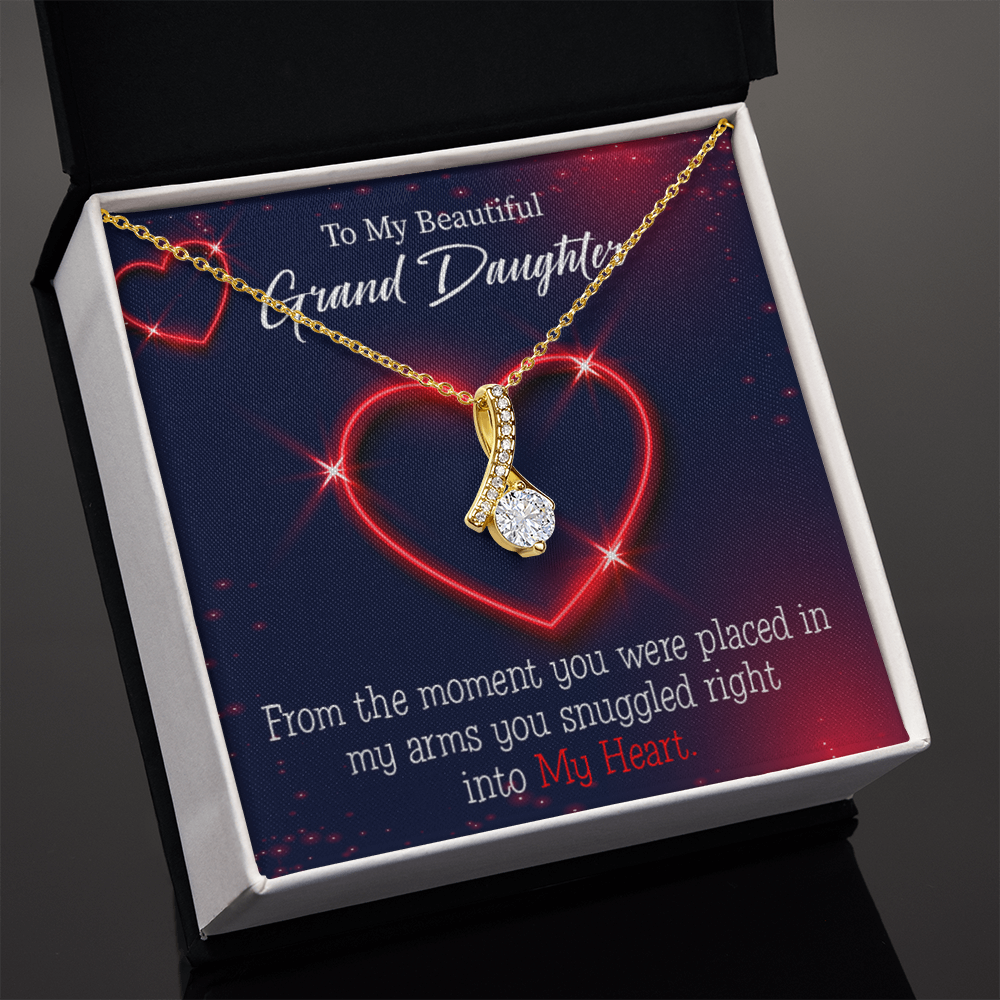 To My Granddaughter GrandDaughter in My Heart Alluring Ribbon Necklace Message Card-Express Your Love Gifts