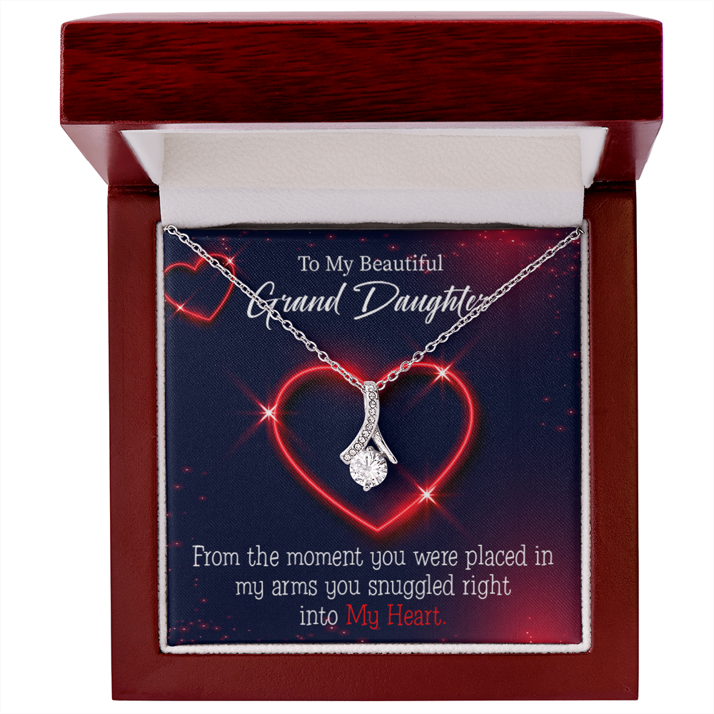 To My Granddaughter GrandDaughter in My Heart Alluring Ribbon Necklace Message Card-Express Your Love Gifts