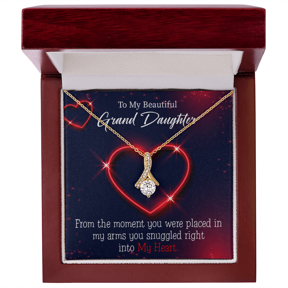 To My Granddaughter GrandDaughter in My Heart Alluring Ribbon Necklace Message Card-Express Your Love Gifts