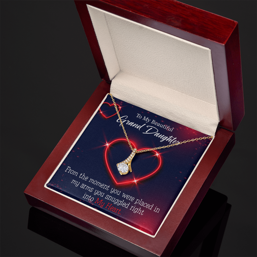 To My Granddaughter GrandDaughter in My Heart Alluring Ribbon Necklace Message Card-Express Your Love Gifts