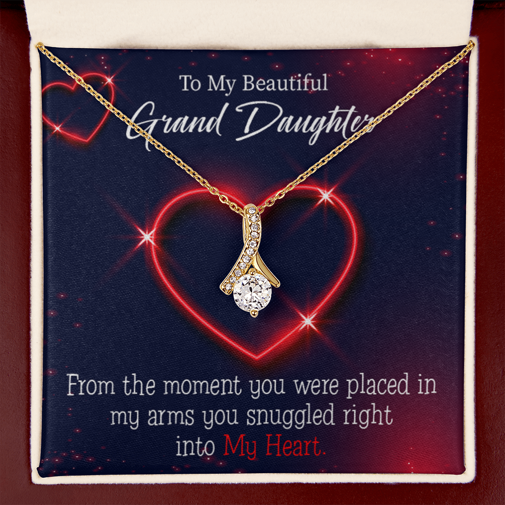 To My Granddaughter GrandDaughter in My Heart Alluring Ribbon Necklace Message Card-Express Your Love Gifts