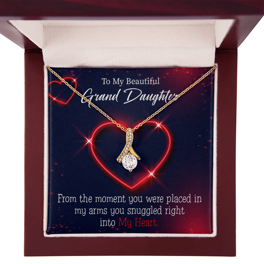 To My Granddaughter GrandDaughter in My Heart Alluring Ribbon Necklace Message Card-Express Your Love Gifts
