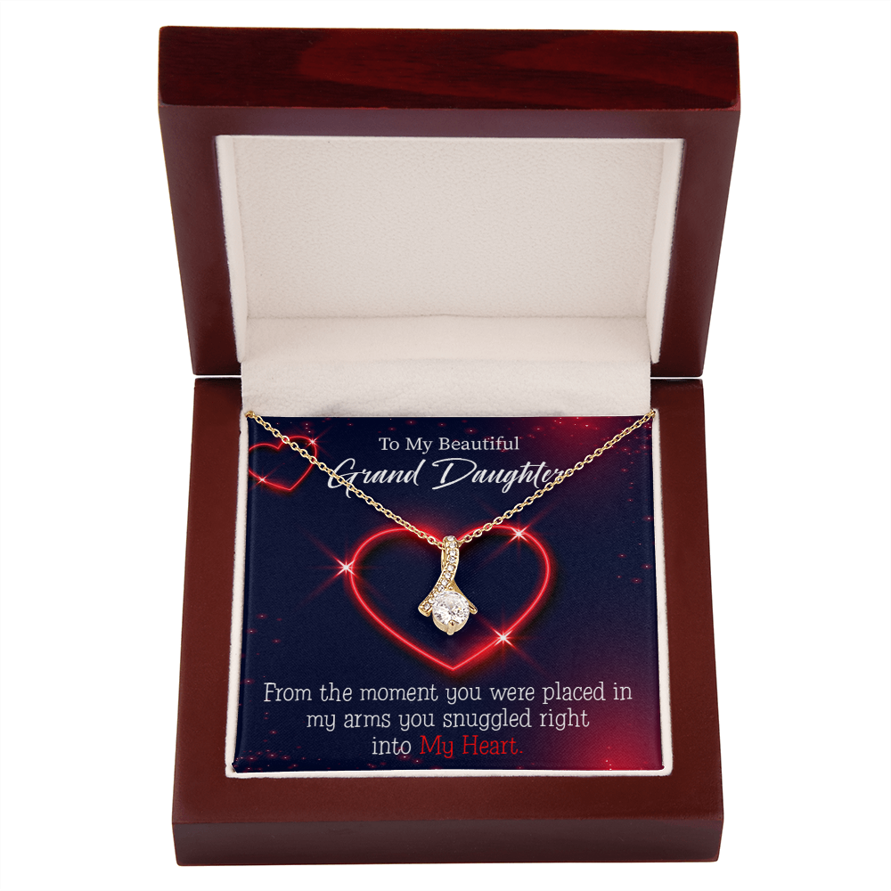 To My Granddaughter GrandDaughter in My Heart Alluring Ribbon Necklace Message Card-Express Your Love Gifts