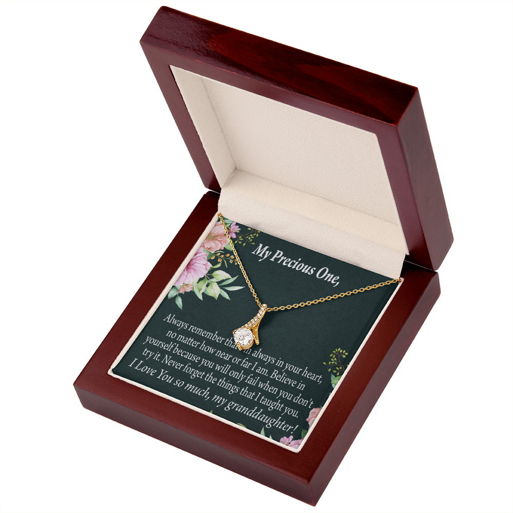 To My Granddaughter Granddaughter Inspirational Message from Grandma Alluring Ribbon Necklace Message Card-Express Your Love Gifts