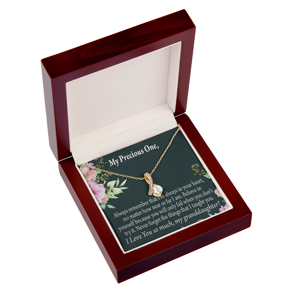 To My Granddaughter Granddaughter Inspirational Message from Grandma Alluring Ribbon Necklace Message Card-Express Your Love Gifts