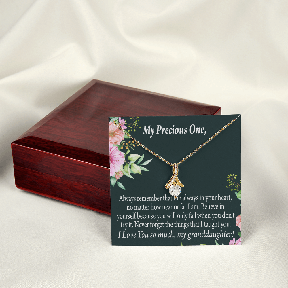 To My Granddaughter Granddaughter Inspirational Message from Grandma Alluring Ribbon Necklace Message Card-Express Your Love Gifts