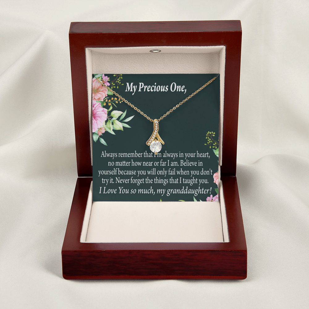 To My Granddaughter Granddaughter Inspirational Message from Grandma Alluring Ribbon Necklace Message Card-Express Your Love Gifts