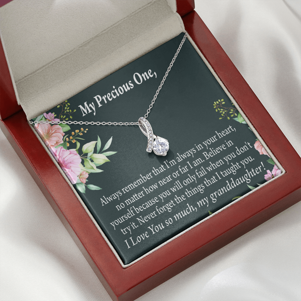 To My Granddaughter Granddaughter Inspirational Message from Grandma Alluring Ribbon Necklace Message Card-Express Your Love Gifts