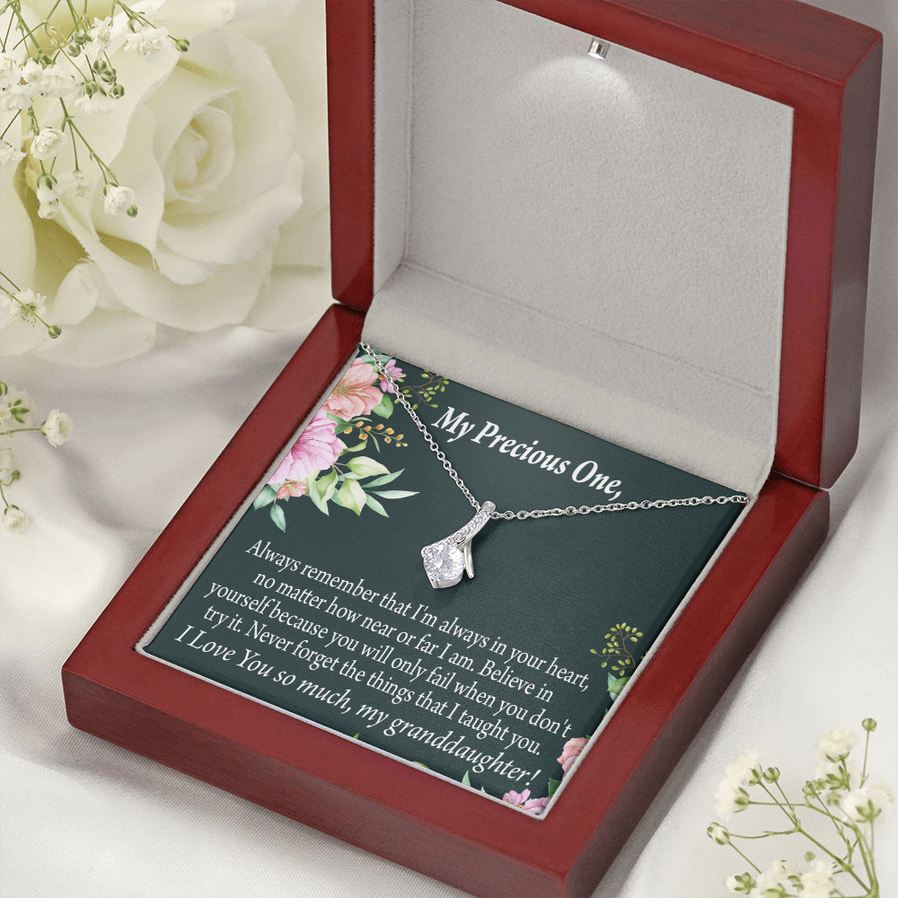 To My Granddaughter Granddaughter Inspirational Message from Grandma Alluring Ribbon Necklace Message Card-Express Your Love Gifts