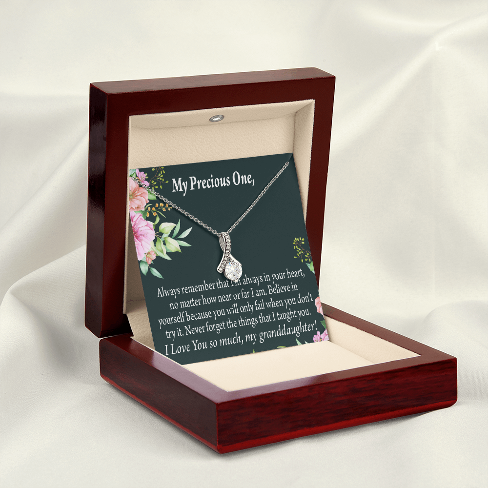 To My Granddaughter Granddaughter Inspirational Message from Grandma Alluring Ribbon Necklace Message Card-Express Your Love Gifts