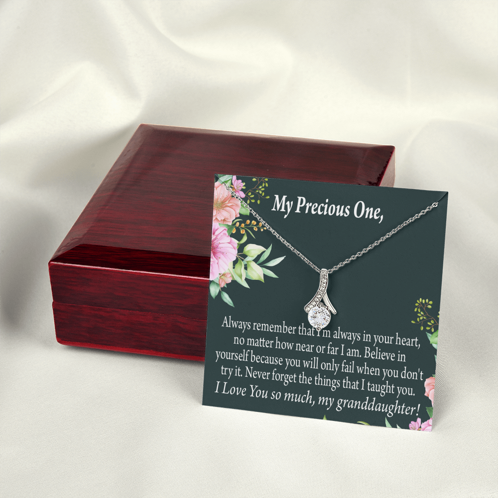 To My Granddaughter Granddaughter Inspirational Message from Grandma Alluring Ribbon Necklace Message Card-Express Your Love Gifts