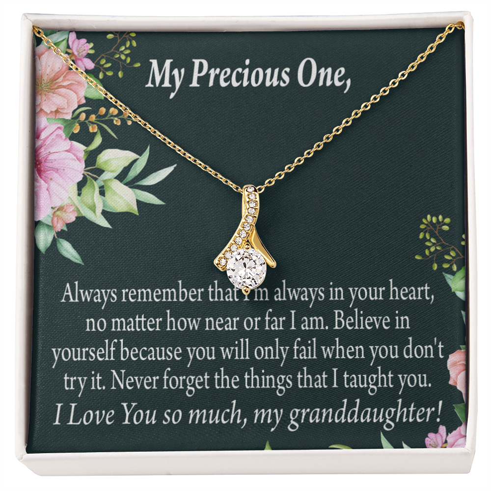To My Granddaughter Granddaughter Inspirational Message from Grandma Alluring Ribbon Necklace Message Card-Express Your Love Gifts