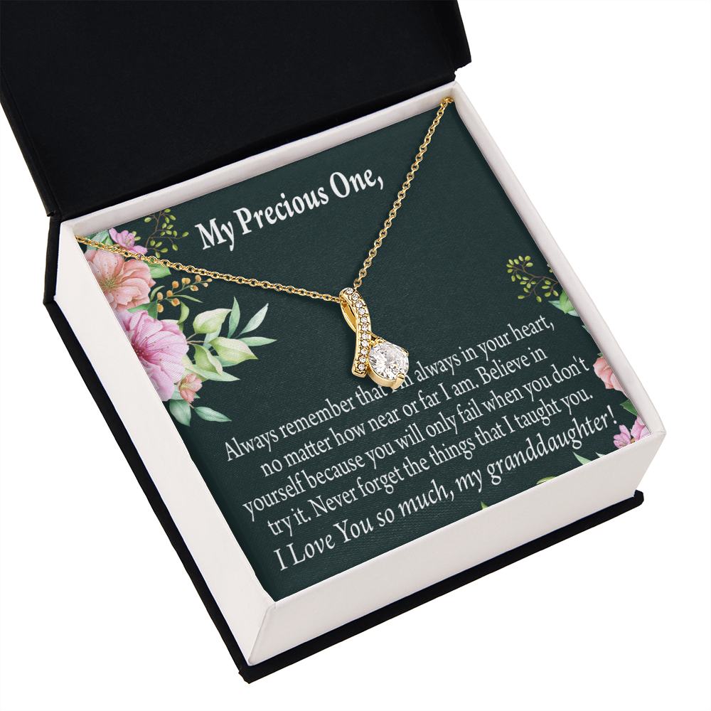 To My Granddaughter Granddaughter Inspirational Message from Grandma Alluring Ribbon Necklace Message Card-Express Your Love Gifts
