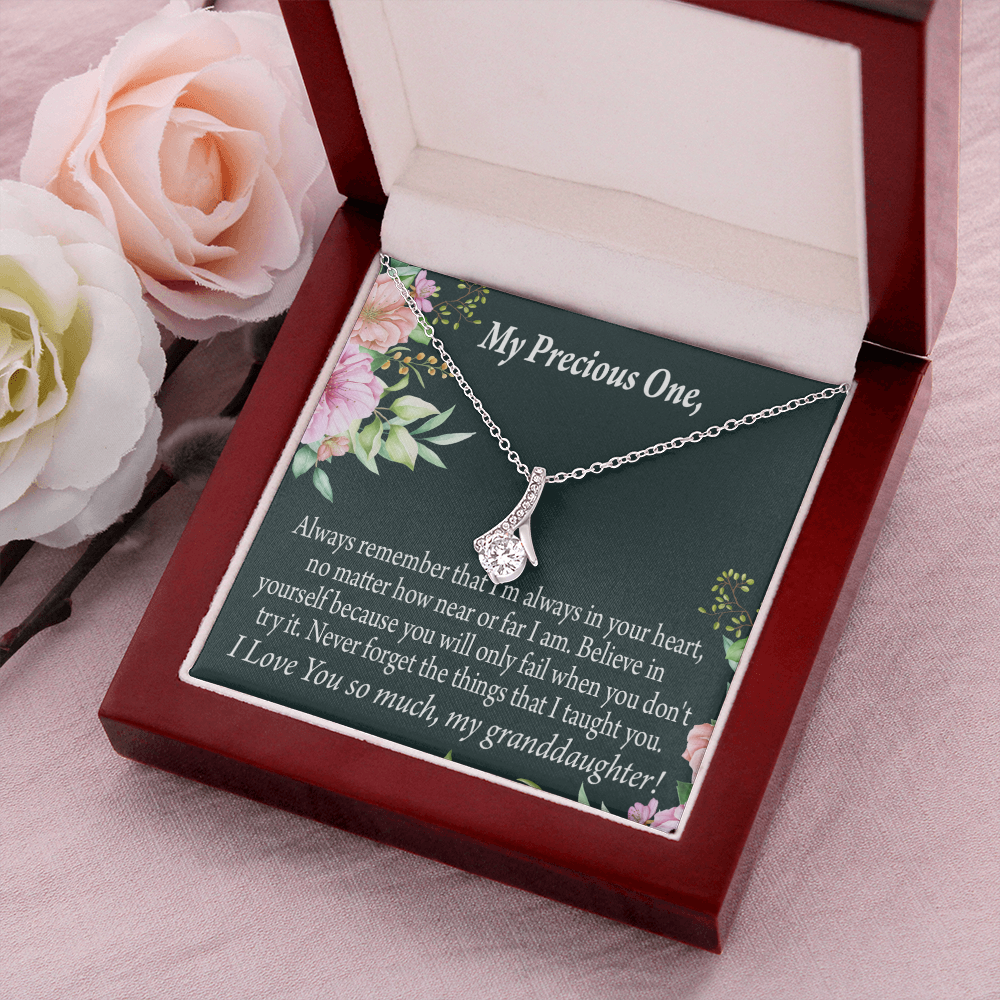 To My Granddaughter Granddaughter Inspirational Message from Grandma Alluring Ribbon Necklace Message Card-Express Your Love Gifts