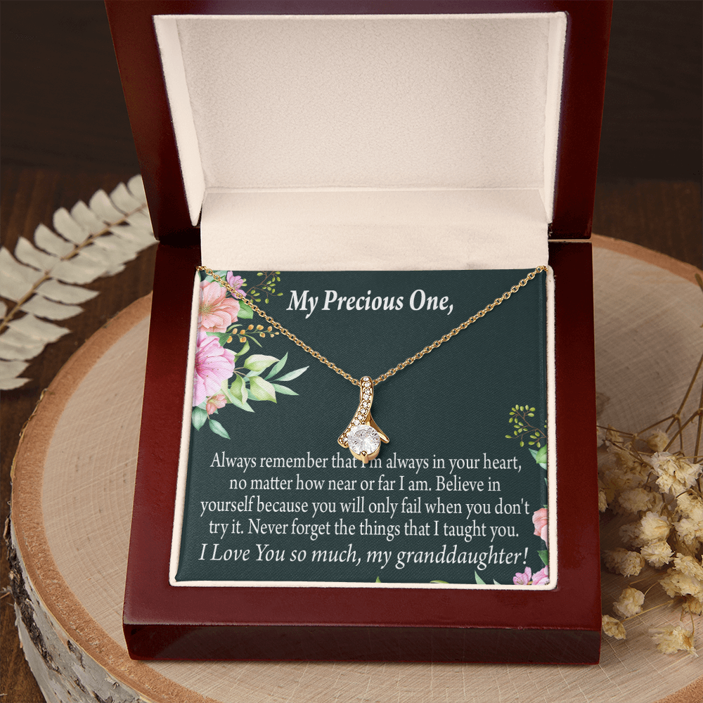 To My Granddaughter Granddaughter Inspirational Message from Grandma Alluring Ribbon Necklace Message Card-Express Your Love Gifts