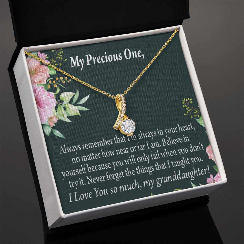 To My Granddaughter Granddaughter Inspirational Message from Grandma Alluring Ribbon Necklace Message Card-Express Your Love Gifts