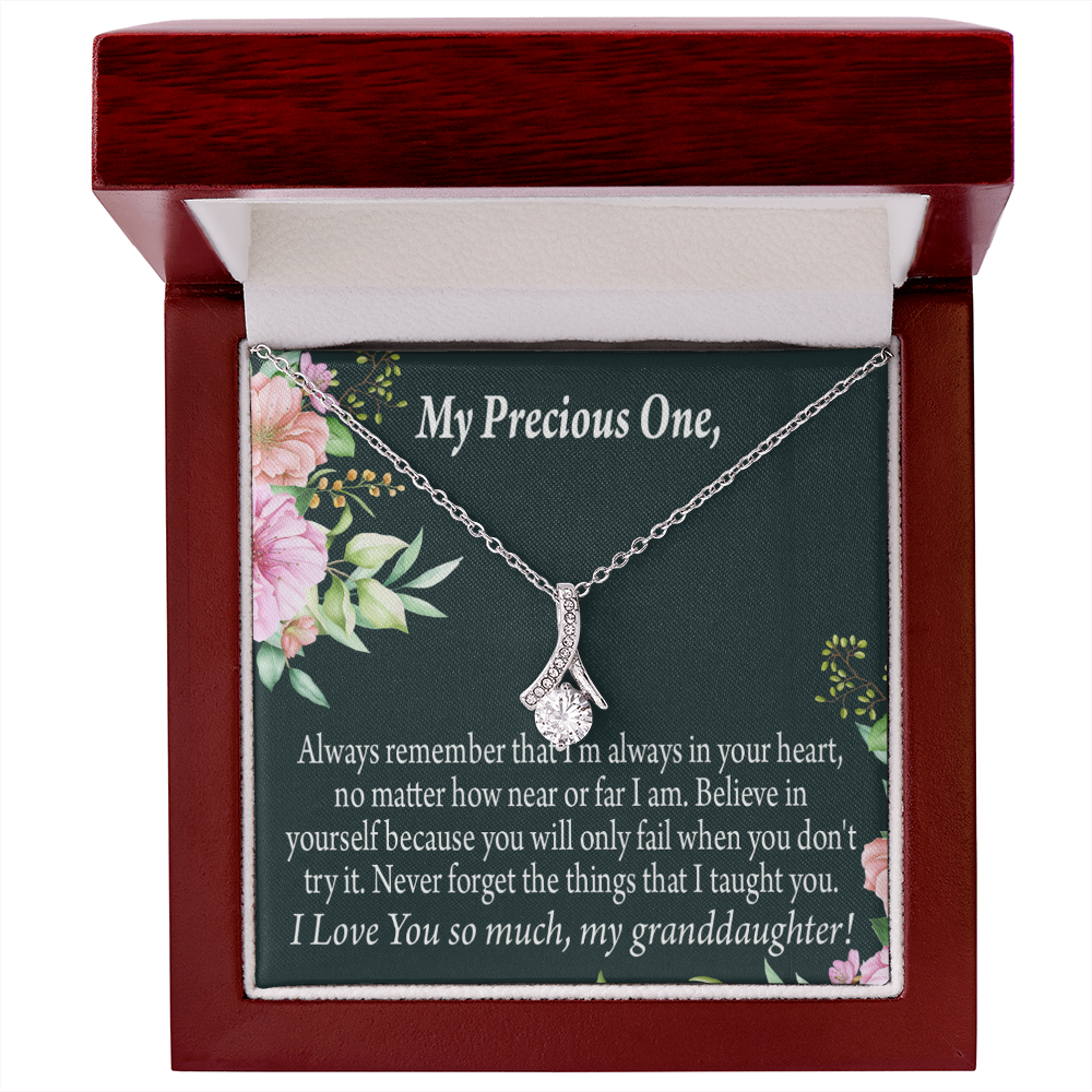To My Granddaughter Granddaughter Inspirational Message from Grandma Alluring Ribbon Necklace Message Card-Express Your Love Gifts