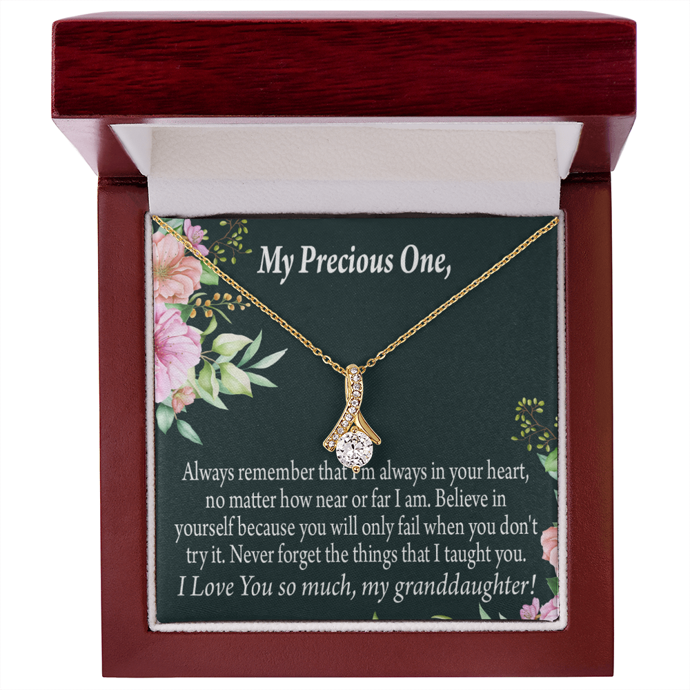 To My Granddaughter Granddaughter Inspirational Message from Grandma Alluring Ribbon Necklace Message Card-Express Your Love Gifts