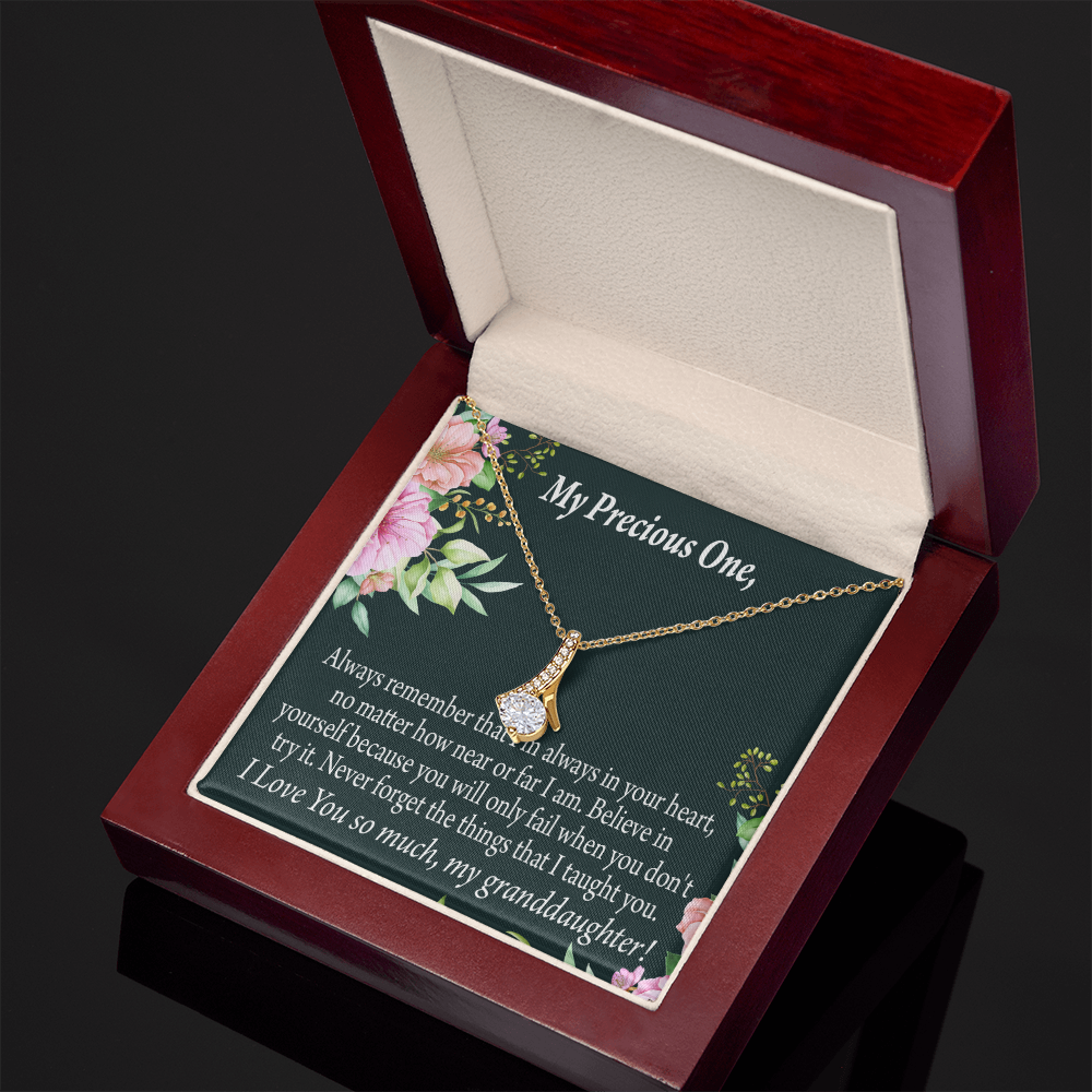 To My Granddaughter Granddaughter Inspirational Message from Grandma Alluring Ribbon Necklace Message Card-Express Your Love Gifts