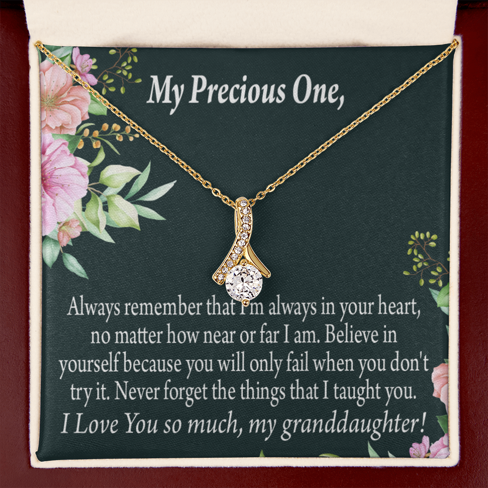 To My Granddaughter Granddaughter Inspirational Message from Grandma Alluring Ribbon Necklace Message Card-Express Your Love Gifts