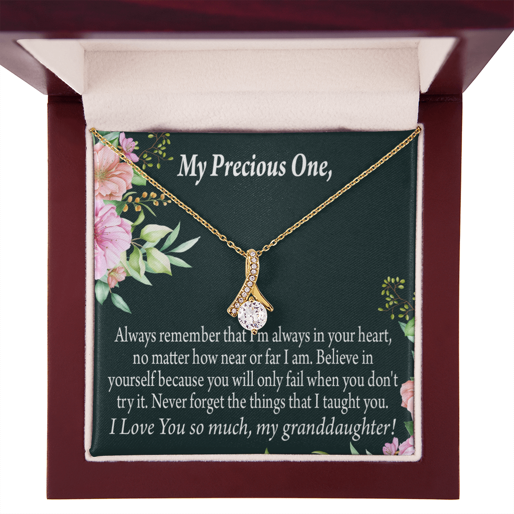 To My Granddaughter Granddaughter Inspirational Message from Grandma Alluring Ribbon Necklace Message Card-Express Your Love Gifts