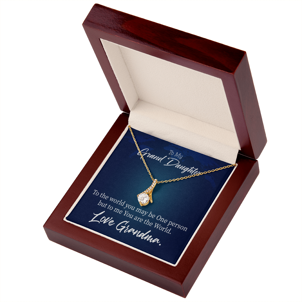 To My Granddaughter Granddaughter is my World Alluring Ribbon Necklace Message Card-Express Your Love Gifts