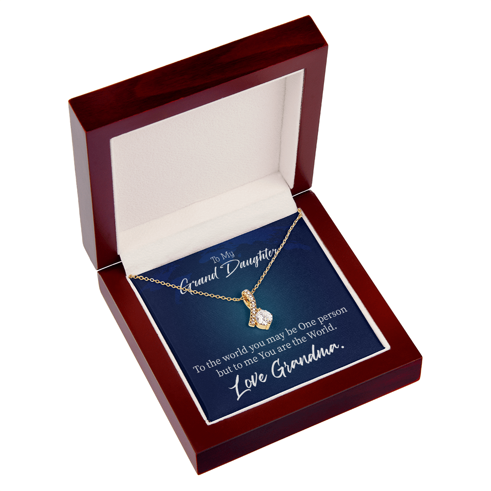 To My Granddaughter Granddaughter is my World Alluring Ribbon Necklace Message Card-Express Your Love Gifts