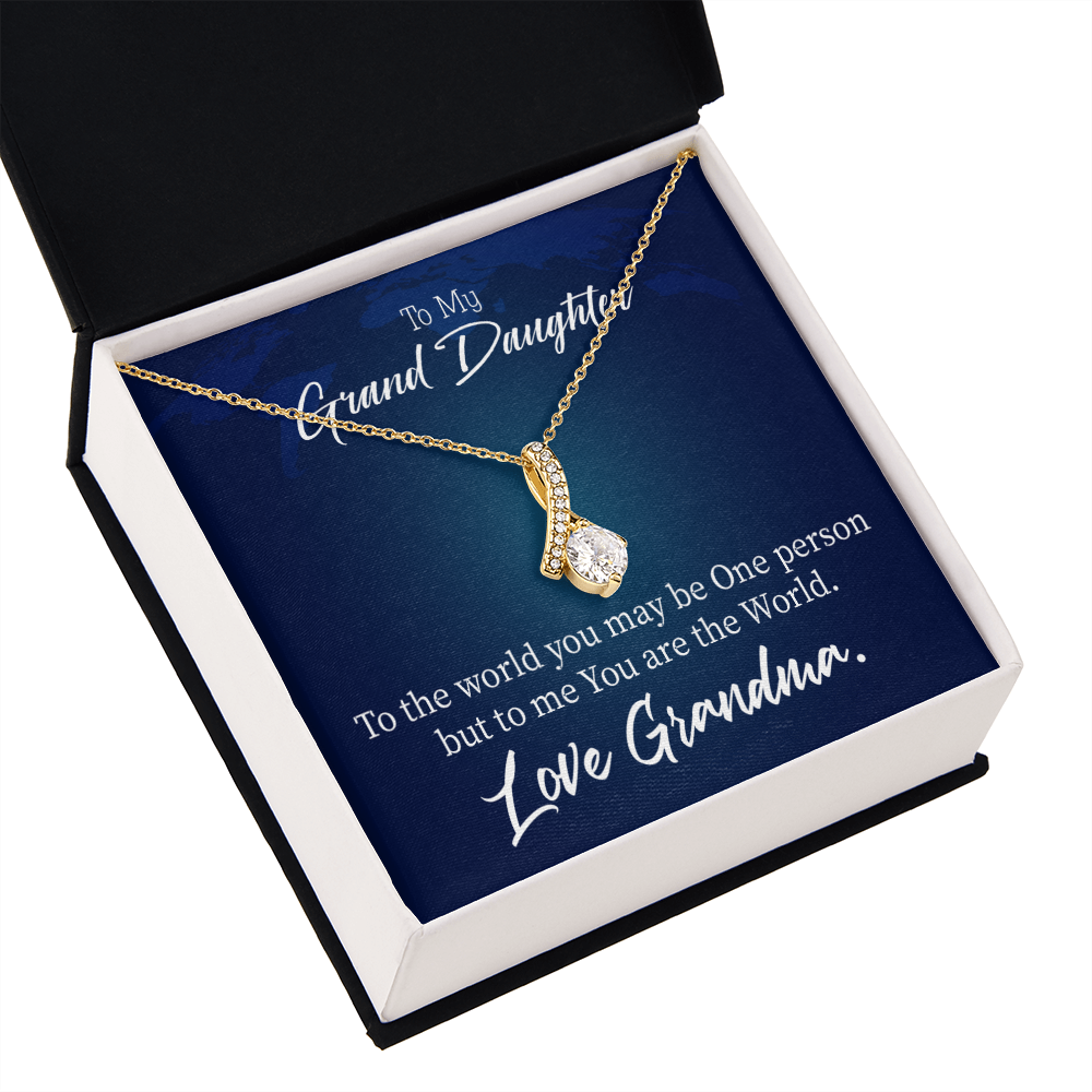 To My Granddaughter Granddaughter is my World Alluring Ribbon Necklace Message Card-Express Your Love Gifts