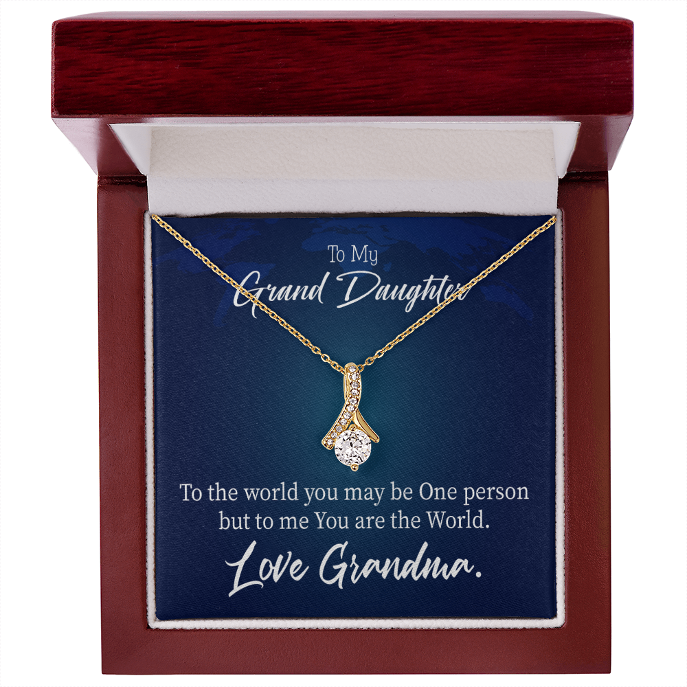 To My Granddaughter Granddaughter is my World Alluring Ribbon Necklace Message Card-Express Your Love Gifts