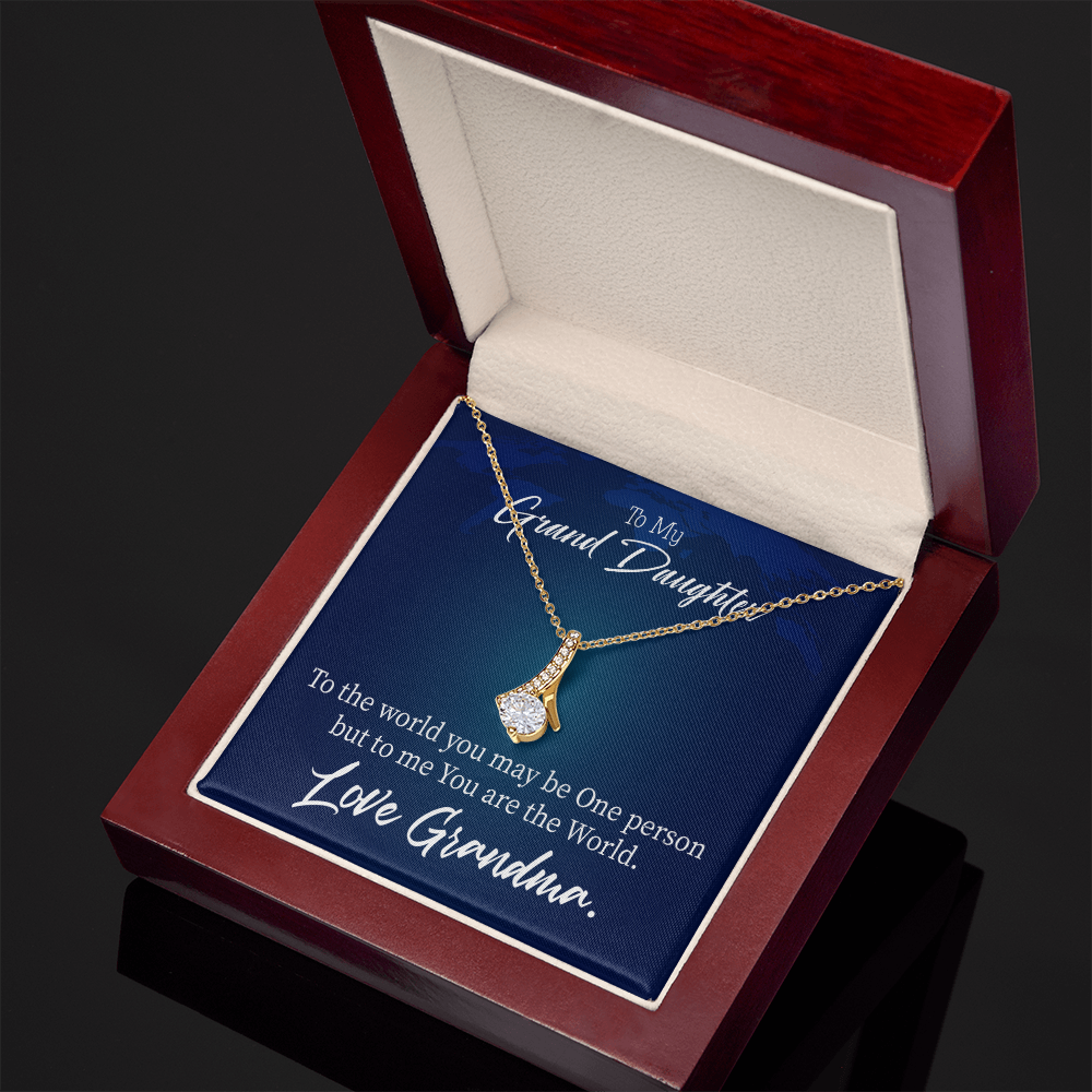 To My Granddaughter Granddaughter is my World Alluring Ribbon Necklace Message Card-Express Your Love Gifts