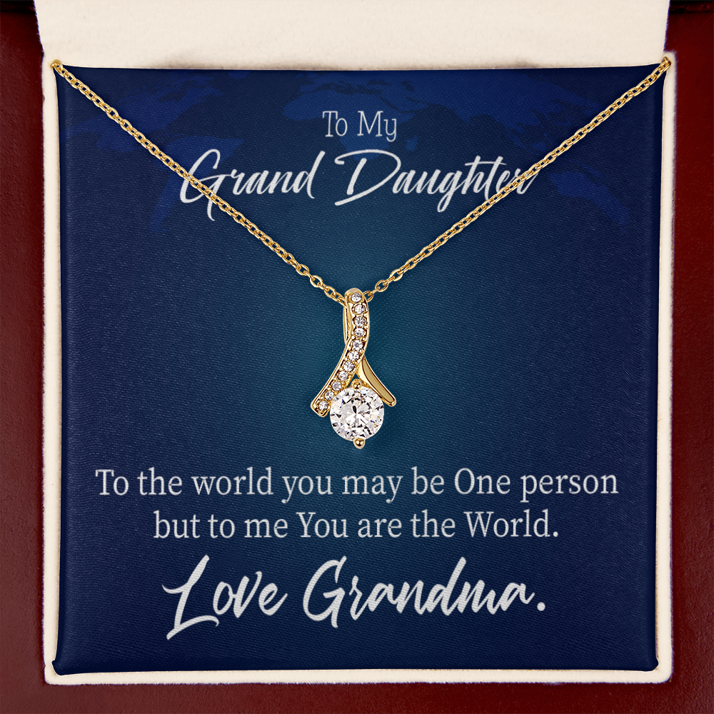 To My Granddaughter Granddaughter is my World Alluring Ribbon Necklace Message Card-Express Your Love Gifts