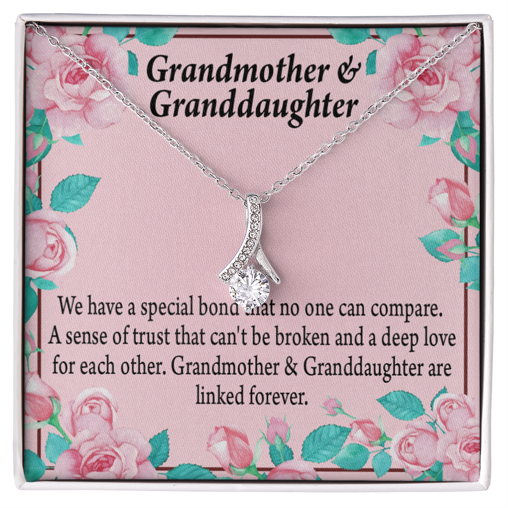 To My Granddaughter Granddaughter Special Bond Necklace Alluring Ribbon Necklace Message Card-Express Your Love Gifts