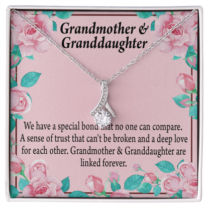 To My Granddaughter Granddaughter Special Bond Necklace Alluring Ribbon Necklace Message Card-Express Your Love Gifts