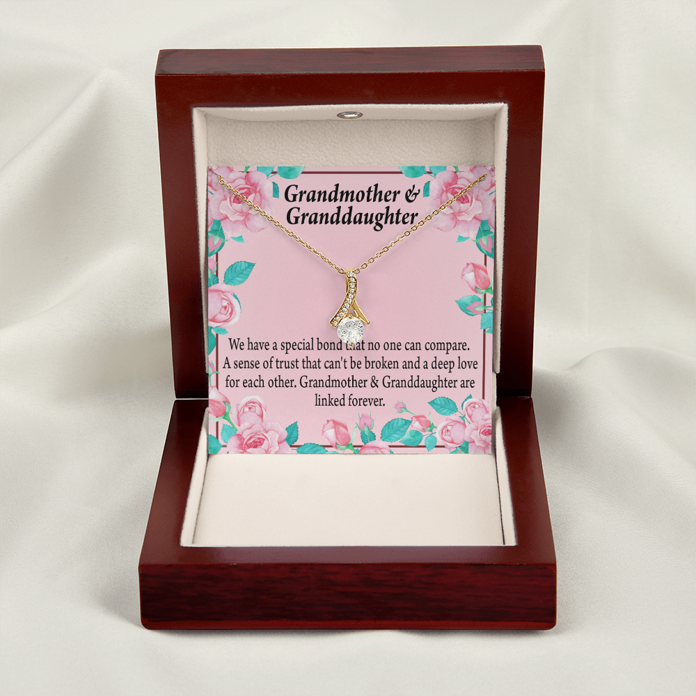 To My Granddaughter Granddaughter Special Bond Necklace Alluring Ribbon Necklace Message Card-Express Your Love Gifts
