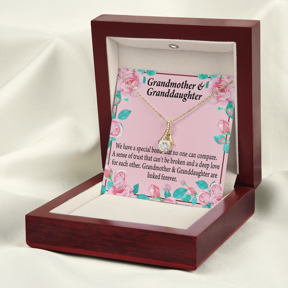 To My Granddaughter Granddaughter Special Bond Necklace Alluring Ribbon Necklace Message Card-Express Your Love Gifts