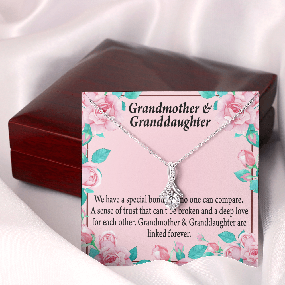 To My Granddaughter Granddaughter Special Bond Necklace Alluring Ribbon Necklace Message Card-Express Your Love Gifts