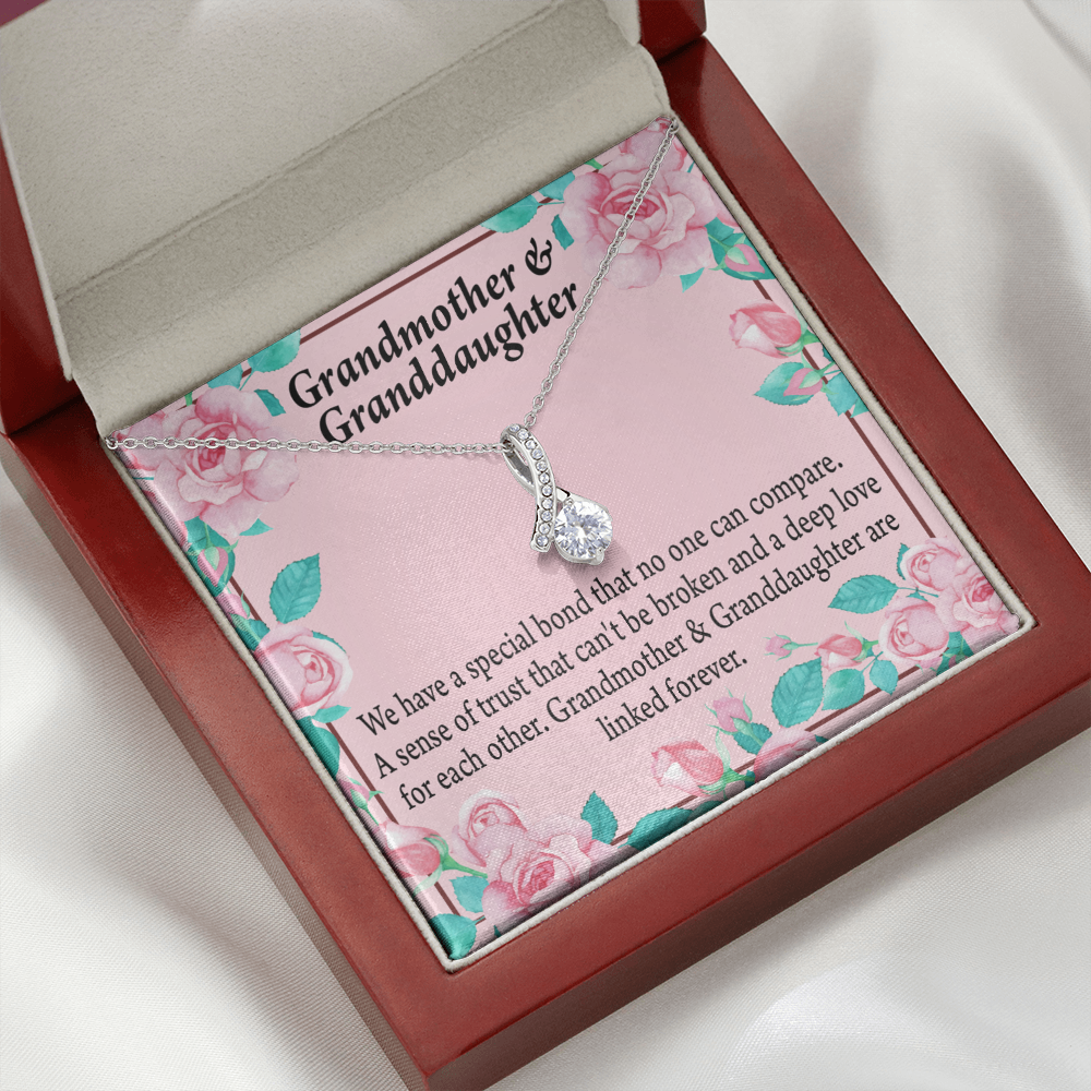 To My Granddaughter Granddaughter Special Bond Necklace Alluring Ribbon Necklace Message Card-Express Your Love Gifts