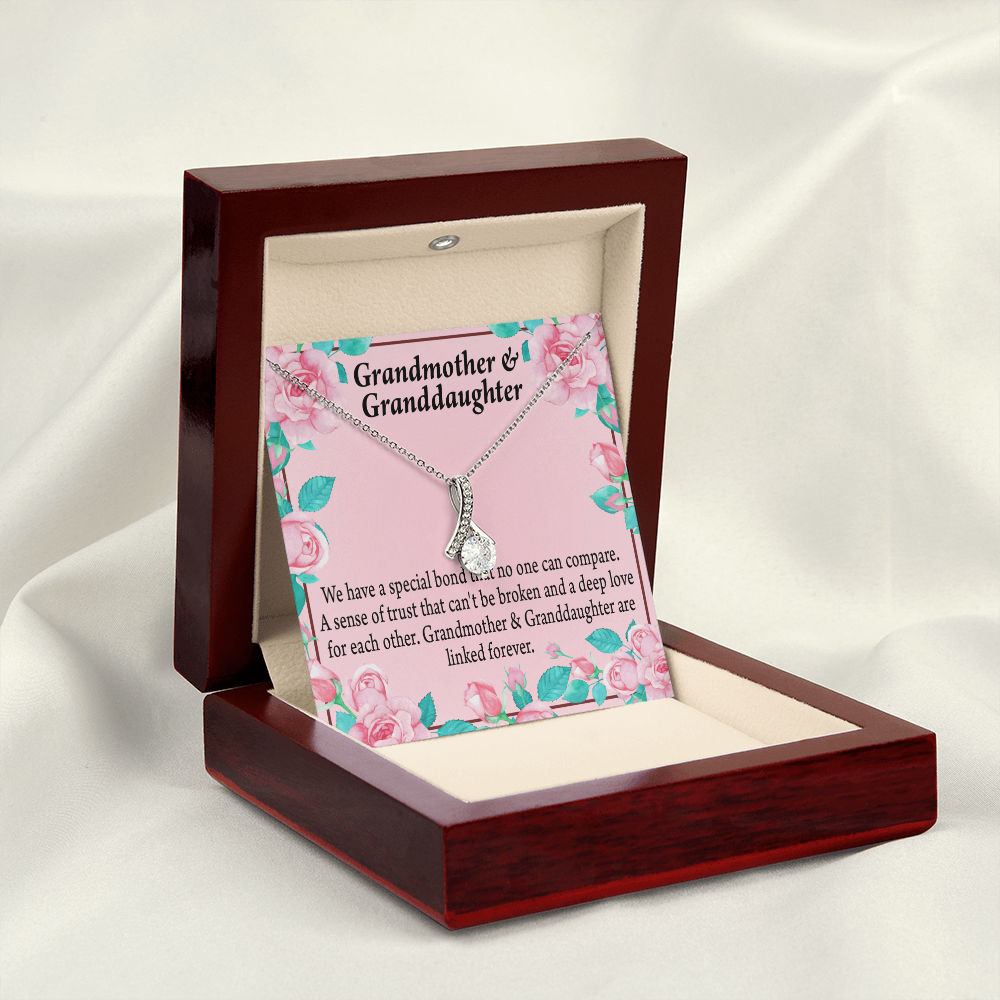 To My Granddaughter Granddaughter Special Bond Necklace Alluring Ribbon Necklace Message Card-Express Your Love Gifts
